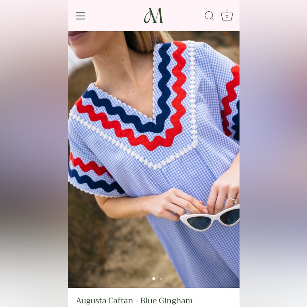 Augusta Morgan Blue Gingham Caftan (one size) NWT